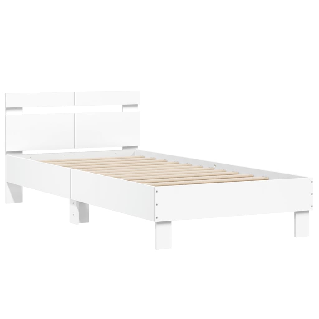 Rám Postele S Čelem Bílý 100 X 200 Cm Kompozitní Dřevo