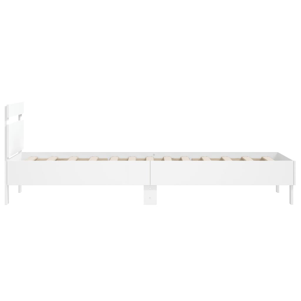 Rám Postele S Čelem Bílý 100 X 200 Cm Kompozitní Dřevo