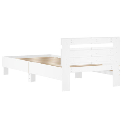 Rám Postele S Čelem Bílý 100 X 200 Cm Kompozitní Dřevo