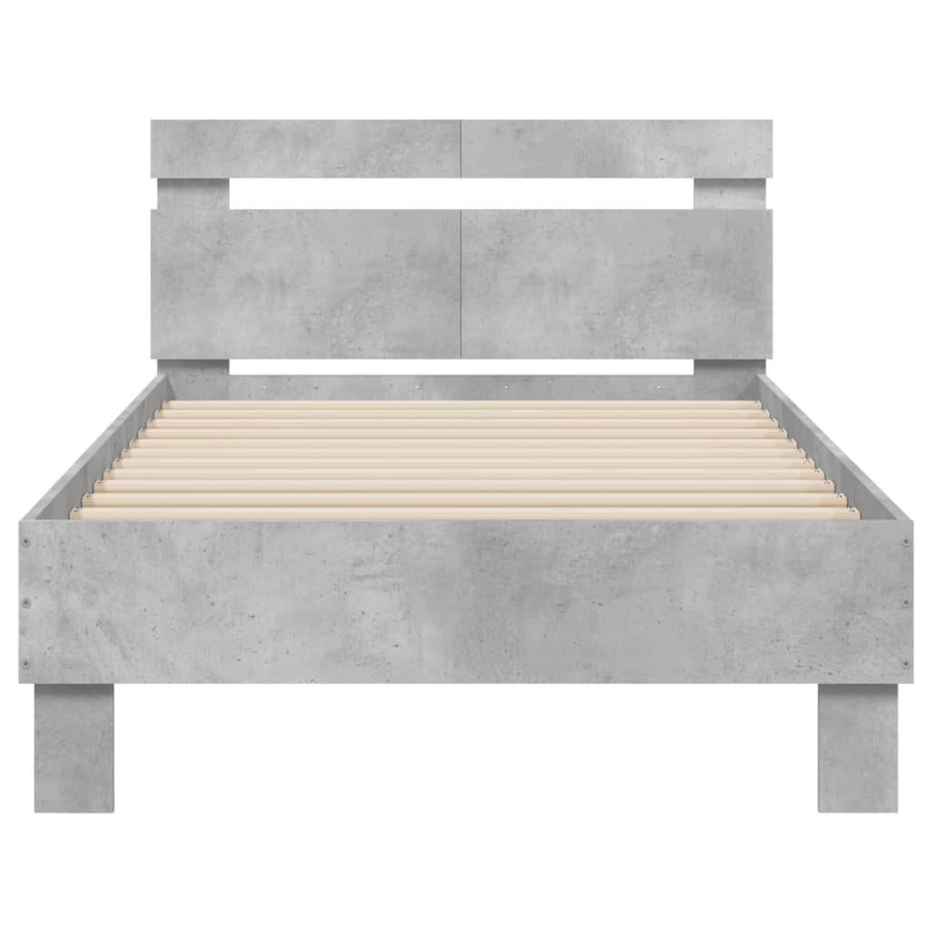 Rám Postele S Čelem Betonově Šedý 100 X 200 Cm Kompozitní Dřevo