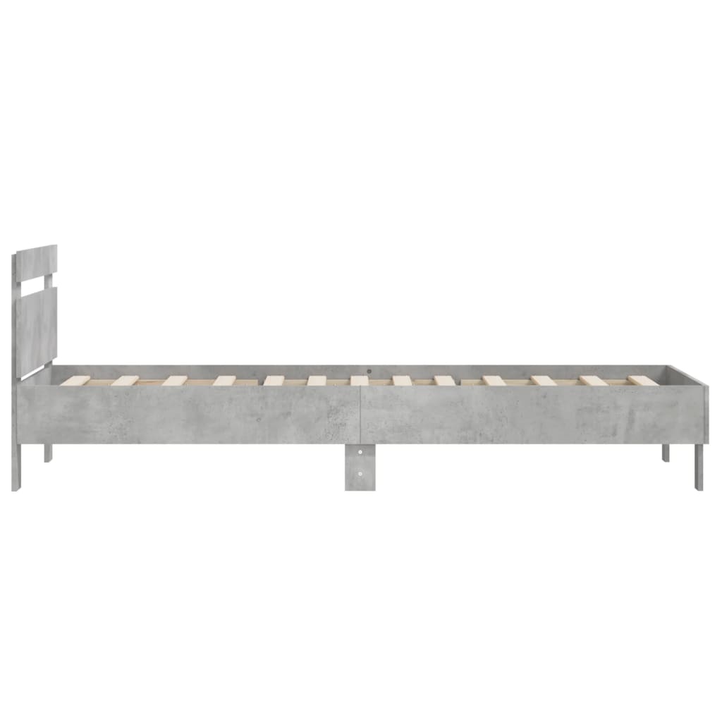 Rám Postele S Čelem Betonově Šedý 100 X 200 Cm Kompozitní Dřevo