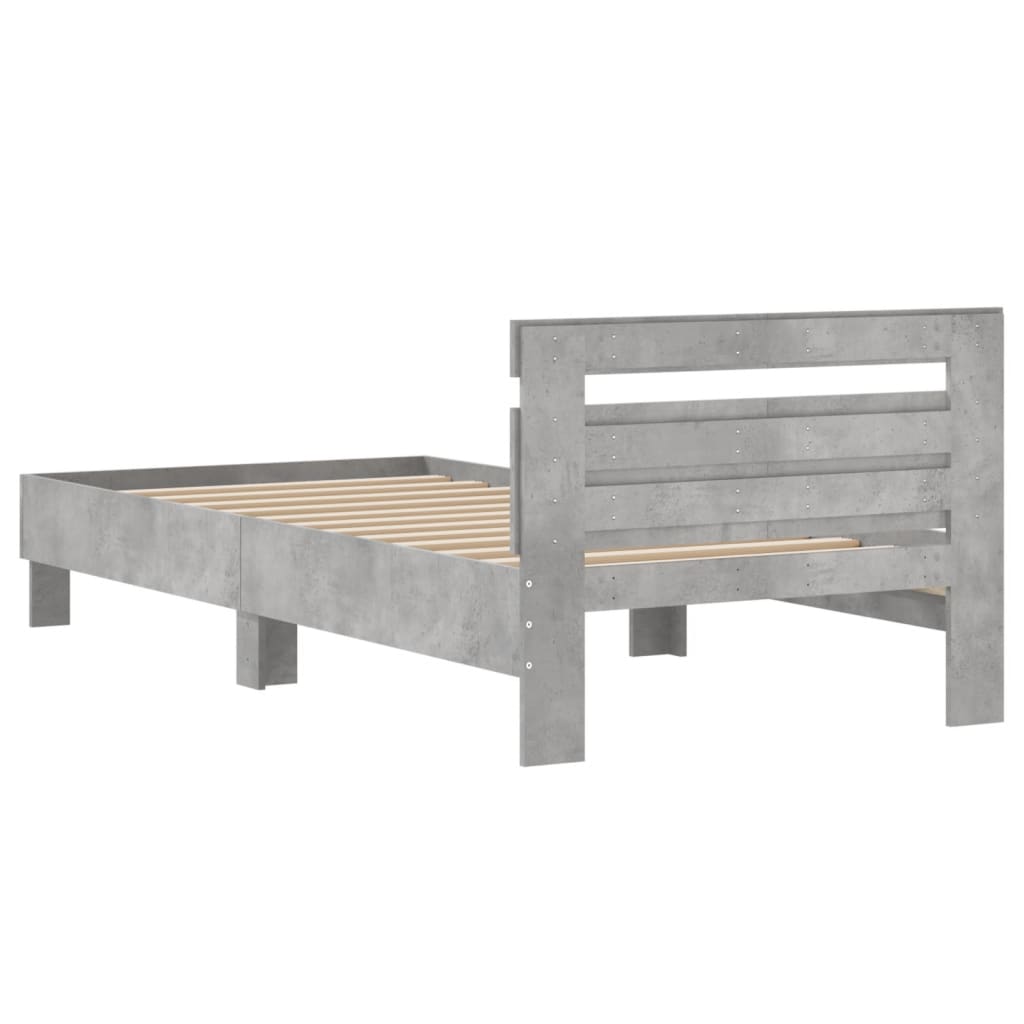 Rám Postele S Čelem Betonově Šedý 100 X 200 Cm Kompozitní Dřevo