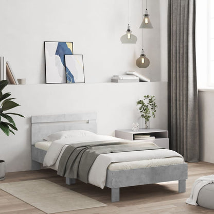 Rám Postele S Čelem Betonově Šedý 100 X 200 Cm Kompozitní Dřevo