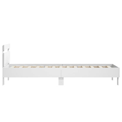 Rám Postele S Čelem Bílý 90 X 200 Cm Kompozitní Dřevo