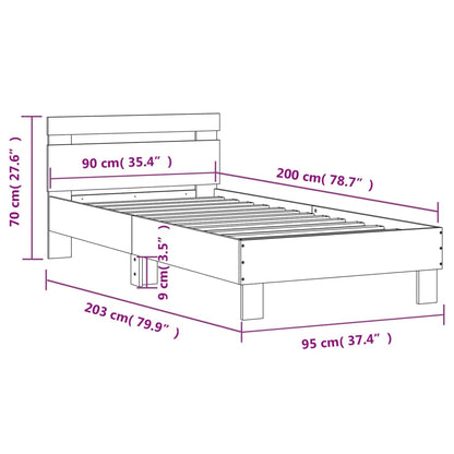 Rám Postele S Čelem Bílý 90 X 200 Cm Kompozitní Dřevo