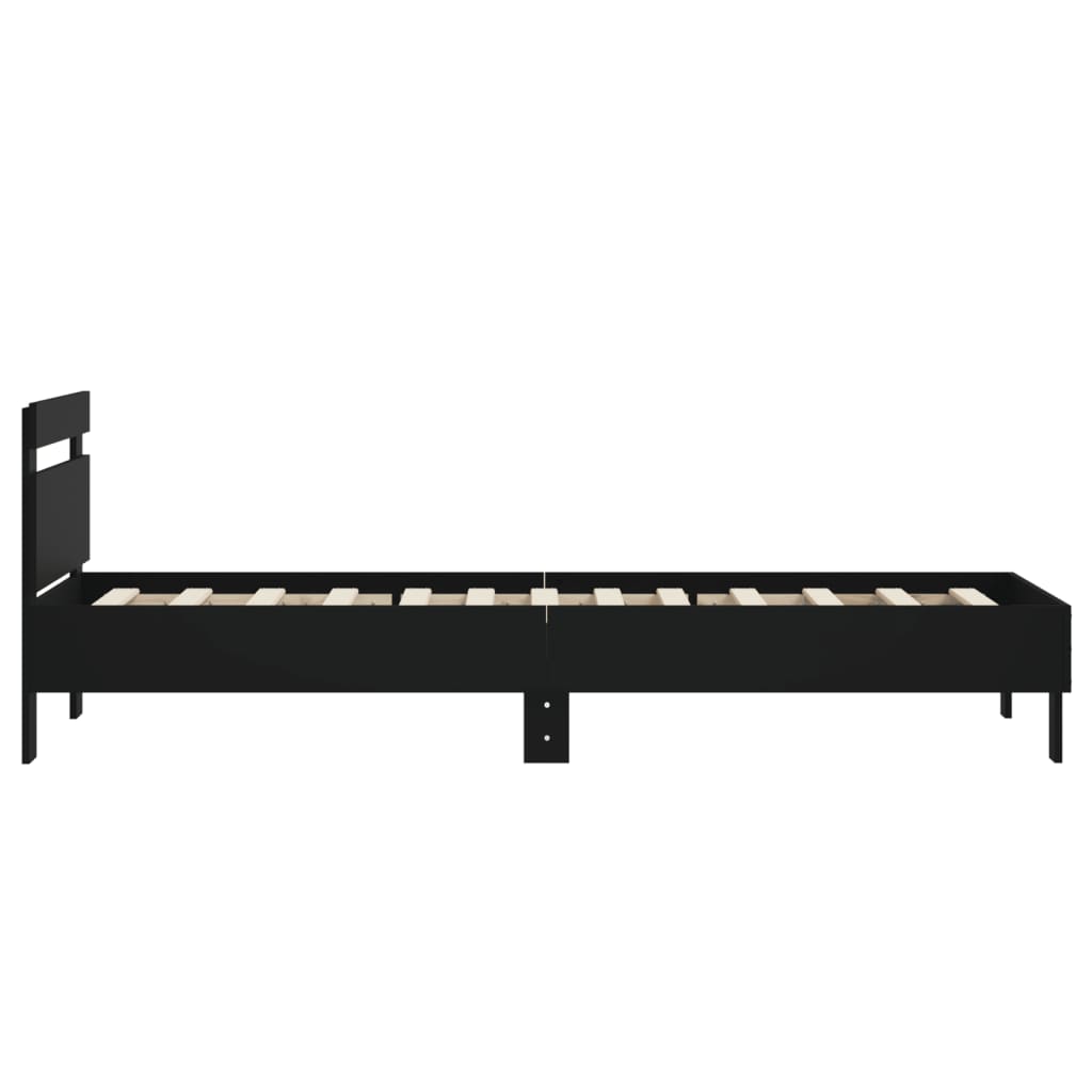Rám Postele S Čelem Černý 90 X 200 Cm Kompozitní Dřevo