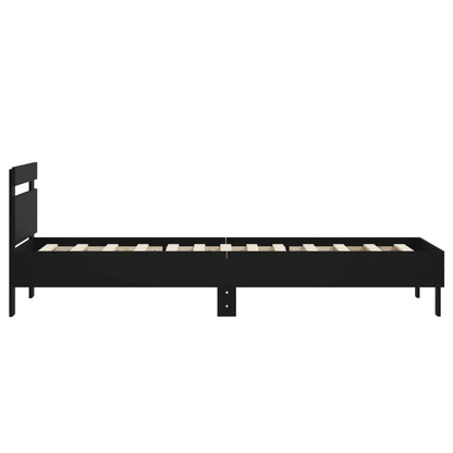 Rám Postele S Čelem Černý 90 X 200 Cm Kompozitní Dřevo