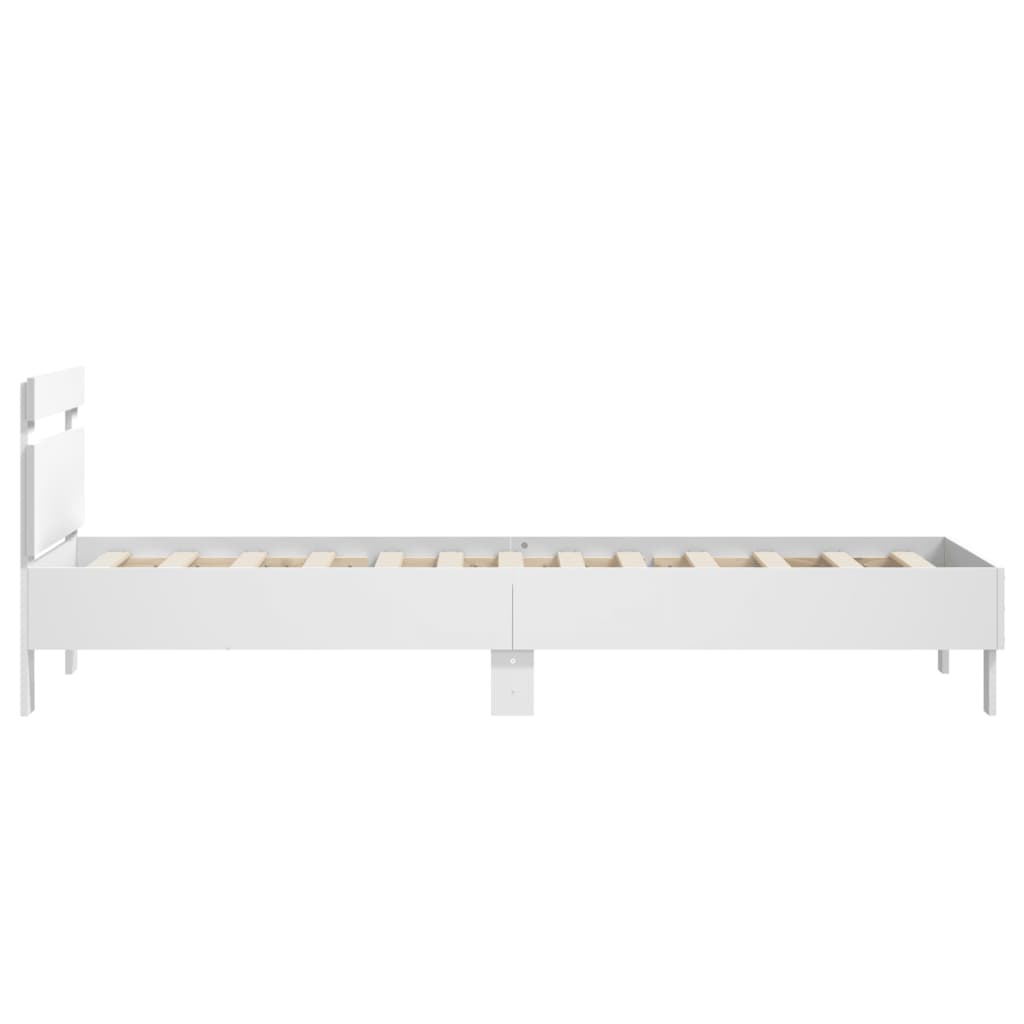 Rám Postele S Čelem Bílý 75 X 190 Cm Kompozitní Dřevo