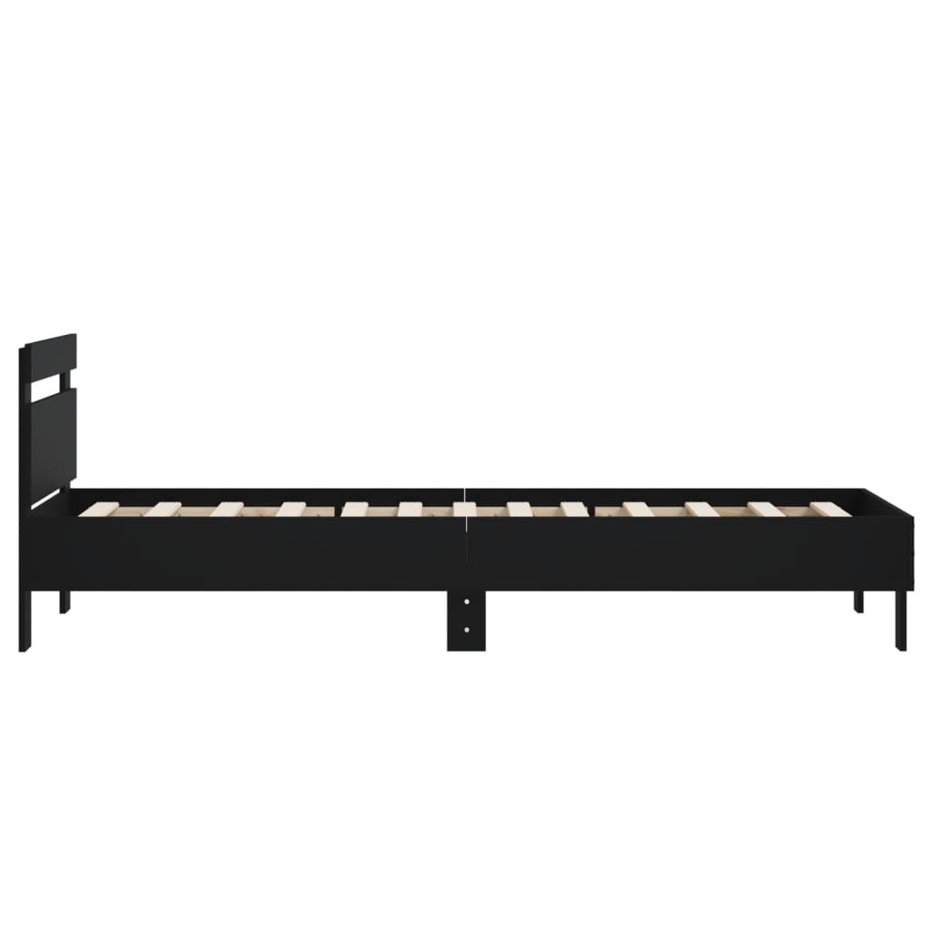 Rám Postele S Čelem Černý 75 X 190 Cm Kompozitní Dřevo