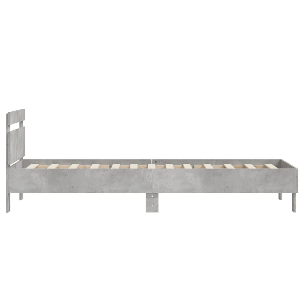 Rám Postele S Čelem Betonově Šedý 75 X 190 Cm Kompozitní Dřevo