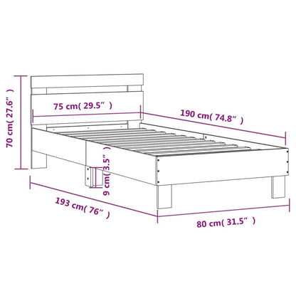Rám Postele S Čelem Betonově Šedý 75 X 190 Cm Kompozitní Dřevo