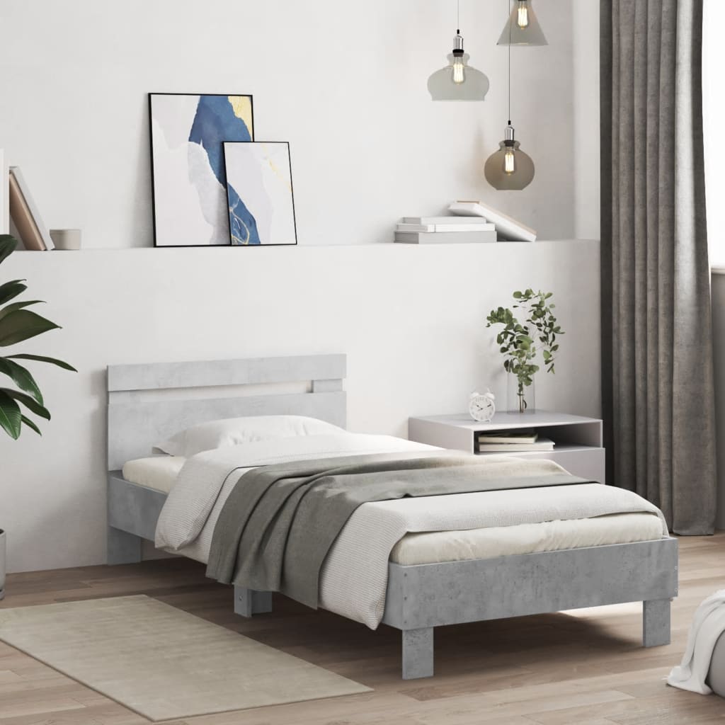 Rám Postele S Čelem Betonově Šedý 75 X 190 Cm Kompozitní Dřevo