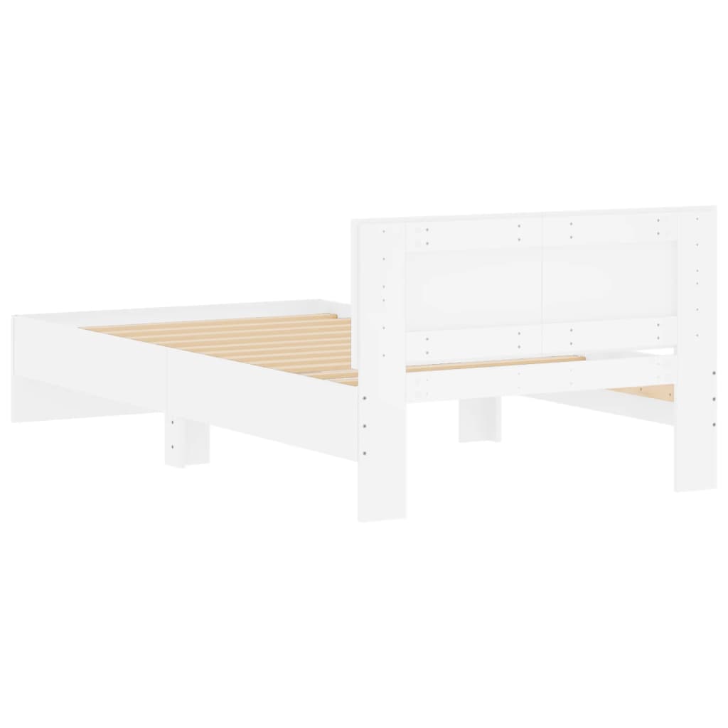 Rám Postele S Čelem Bílý 100 X 200 Cm Kompozitní Dřevo