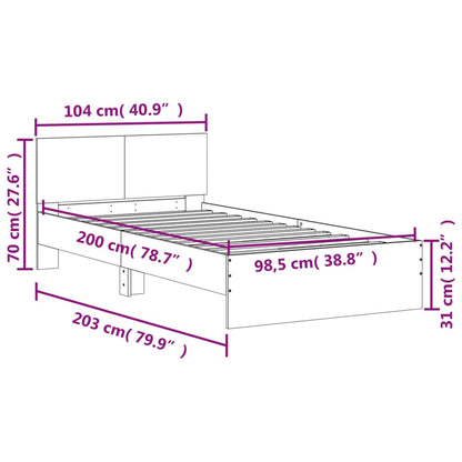Rám Postele S Čelem Bílý 100 X 200 Cm Kompozitní Dřevo