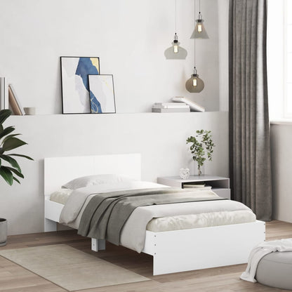 Rám Postele S Čelem Bílý 100 X 200 Cm Kompozitní Dřevo