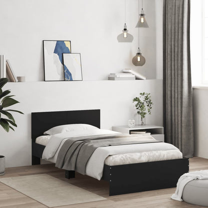 Rám Postele S Čelem Černý 100 X 200 Cm Kompozitní Dřevo