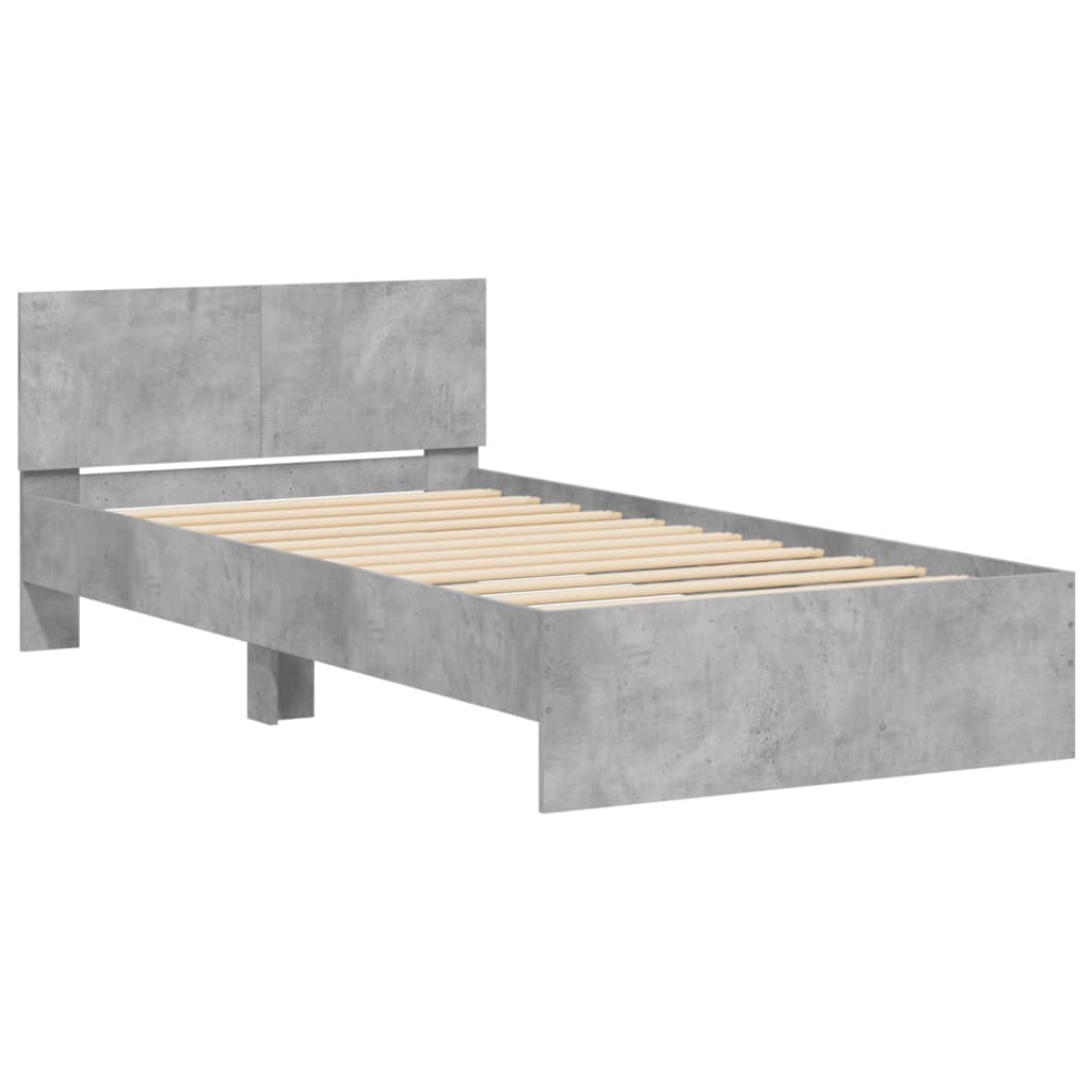 Rám Postele S Čelem Betonově Šedý 100 X 200 Cm Kompozitní Dřevo