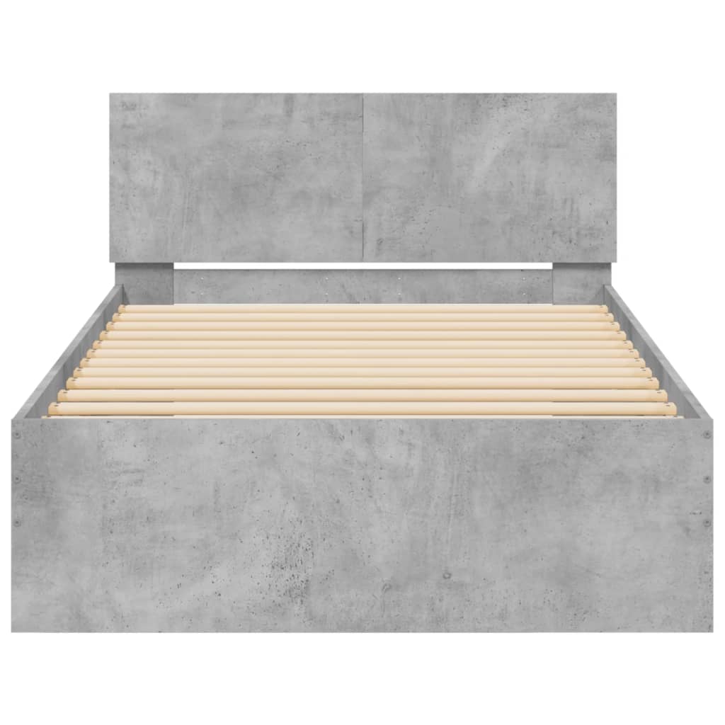Rám Postele S Čelem Betonově Šedý 100 X 200 Cm Kompozitní Dřevo