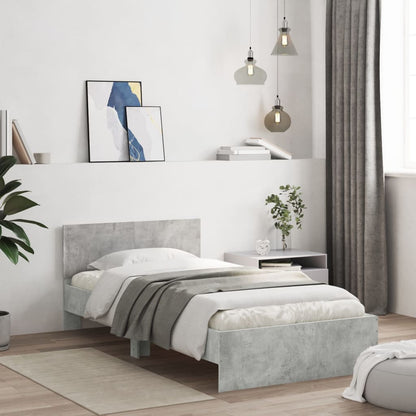 Rám Postele S Čelem Betonově Šedý 100 X 200 Cm Kompozitní Dřevo