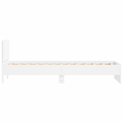 Rám Postele S Čelem Bílý 90 X 200 Cm Kompozitní Dřevo