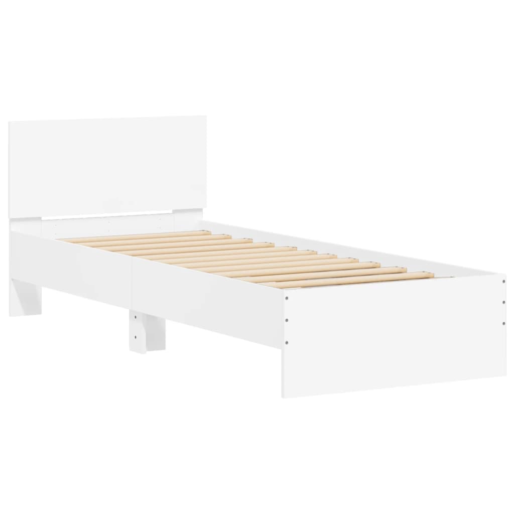 Rám Postele S Čelem Bílý 75 X 190 Cm Kompozitní Dřevo