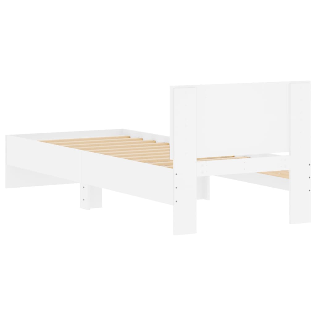 Rám Postele S Čelem Bílý 75 X 190 Cm Kompozitní Dřevo