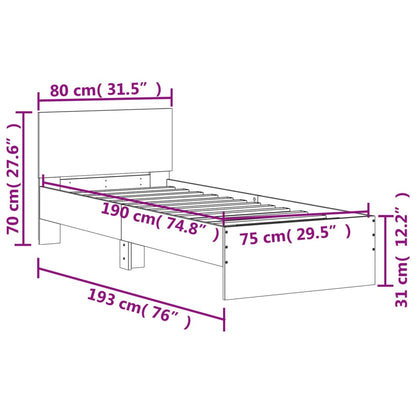 Rám Postele S Čelem Bílý 75 X 190 Cm Kompozitní Dřevo