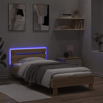 Rám Postele S Čelem A Led Osvětlením Dub Sonoma 90 X 200 Cm