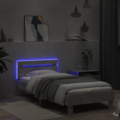 Rám Postele S Čelem A Led Osvětlením Betonově Šedý 90 X 200 Cm