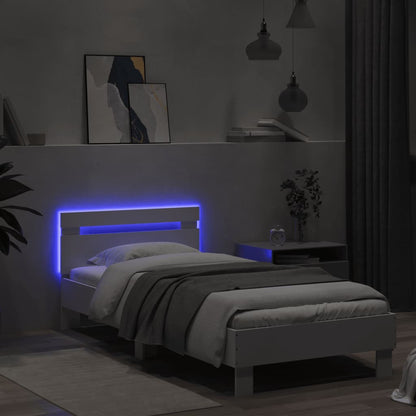 Rám Postele S Čelem A Led Osvětlením Bílý 90 X 190 Cm