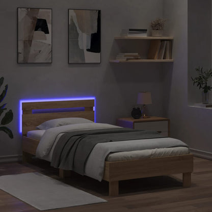 Rám Postele S Čelem A Led Osvětlením Dub Sonoma 90 X 190 Cm