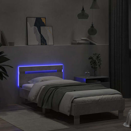 Rám Postele S Čelem A Led Osvětlením Betonově Šedý 90 X 190 Cm