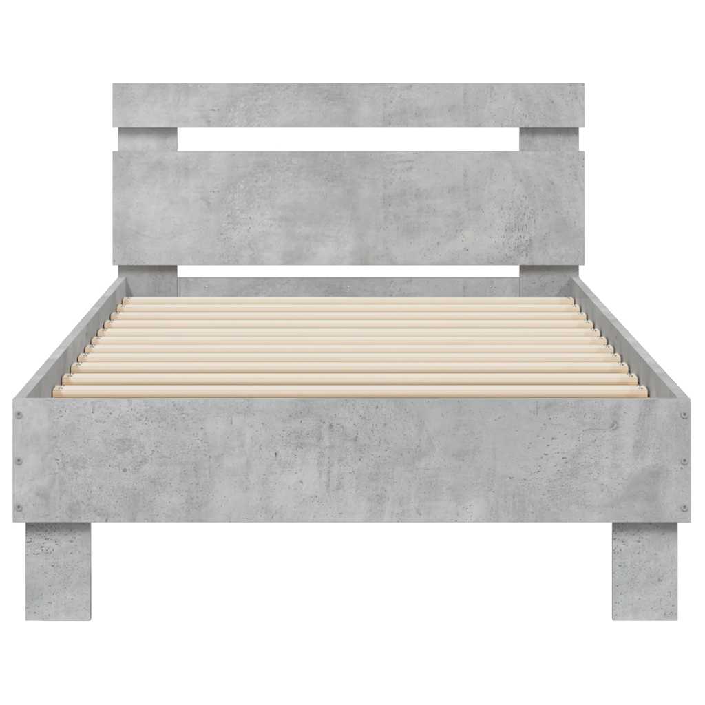 Rám Postele S Čelem A Led Osvětlením Betonově Šedý 90 X 190 Cm