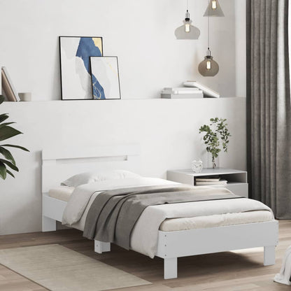 Rám Postele S Čelem A Led Osvětlením Bílý 75 X 190 Cm