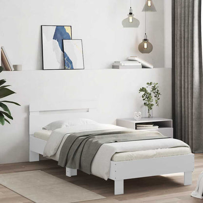 Rám Postele S Čelem A Led Osvětlením Bílý 75 X 190 Cm
