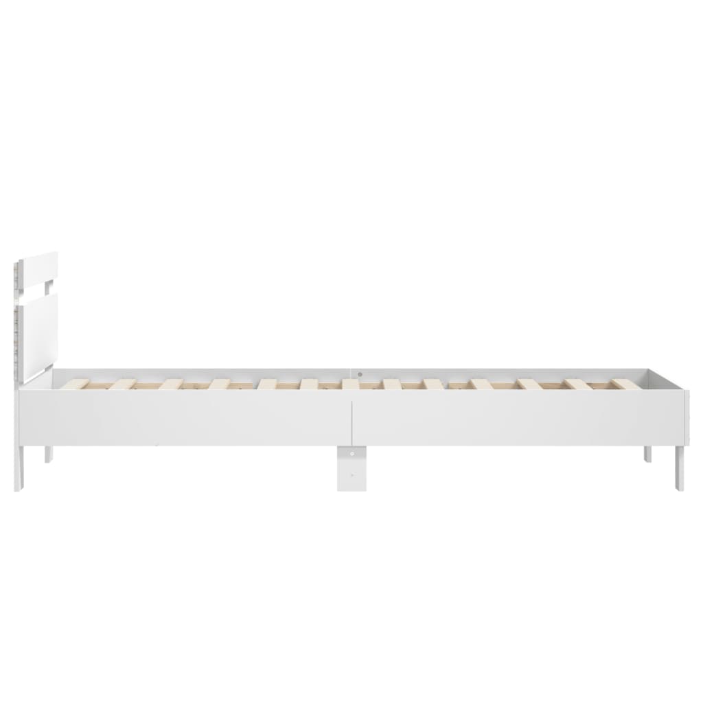 Rám Postele S Čelem A Led Osvětlením Bílý 75 X 190 Cm