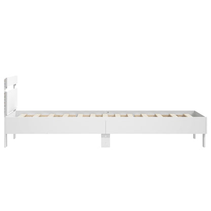 Rám Postele S Čelem A Led Osvětlením Bílý 75 X 190 Cm