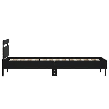 Rám Postele S Čelem A Led Osvětlením Černý 75 X 190 Cm