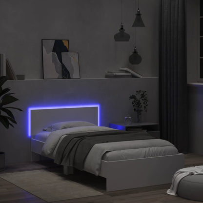 Rám Postele S Čelem A Led Osvětlením Bílý 100 X 200 Cm