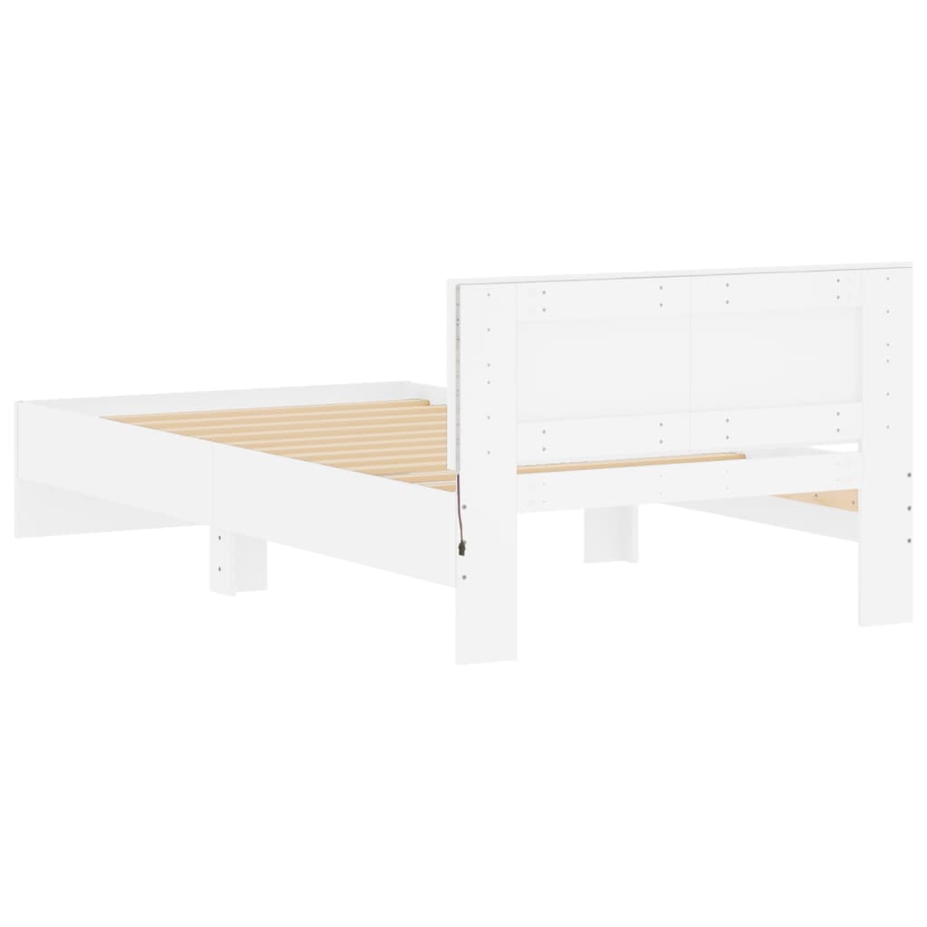 Rám Postele S Čelem A Led Osvětlením Bílý 100 X 200 Cm