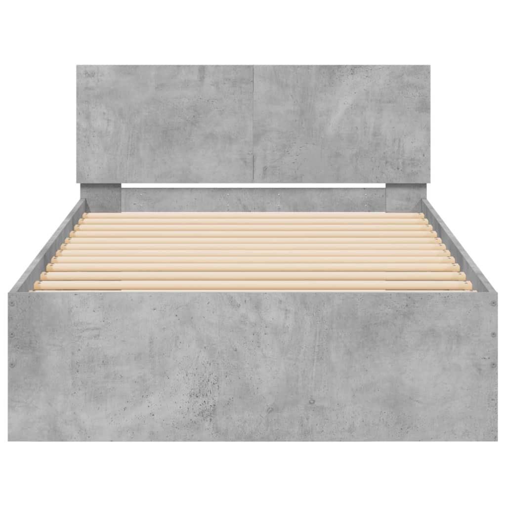 Rám Postele S Čelem A Led Osvětlením Betonově Šedý 100 X 200 Cm