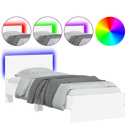 Rám Postele S Čelem A Led Osvětlením Bílý 90 X 200 Cm