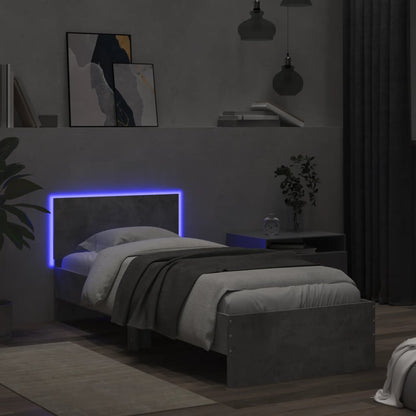 Rám Postele S Čelem A Led Osvětlením Betonově Šedý 90 X 200 Cm