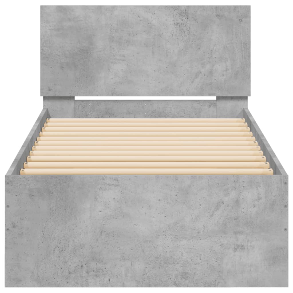 Rám Postele S Čelem A Led Osvětlením Betonově Šedý 90 X 200 Cm