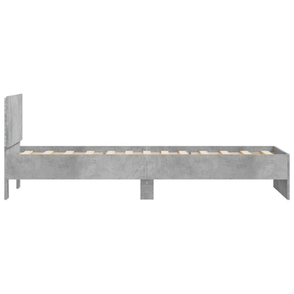 Rám Postele S Čelem A Led Osvětlením Betonově Šedý 90 X 200 Cm