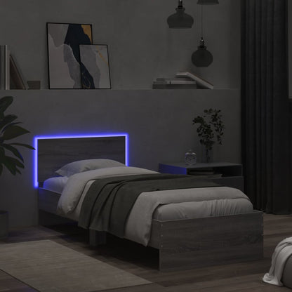 Rám Postele S Čelem A Led Osvětlením Šedý Sonoma 90 X 200 Cm