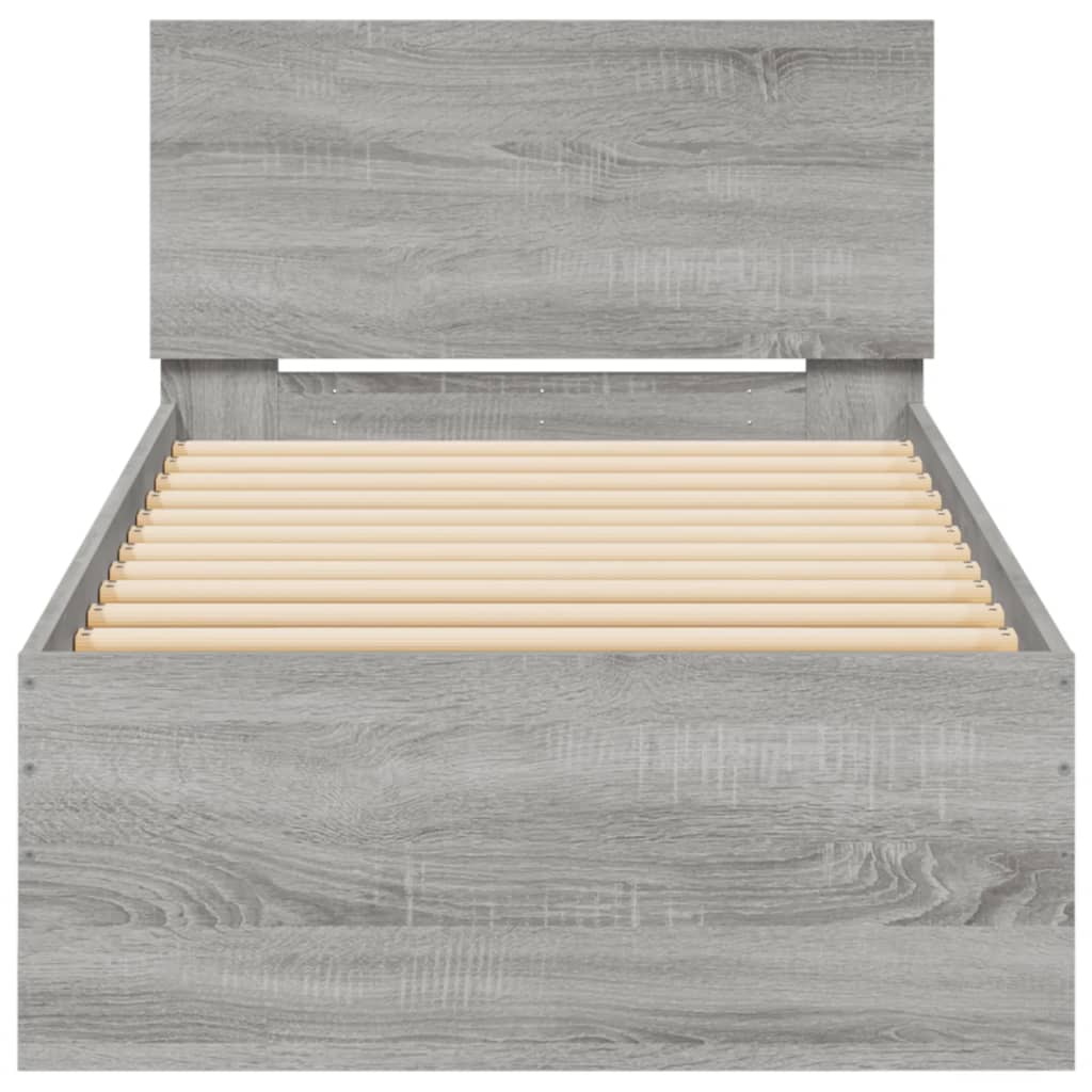 Rám Postele S Čelem A Led Osvětlením Šedý Sonoma 90 X 190 Cm