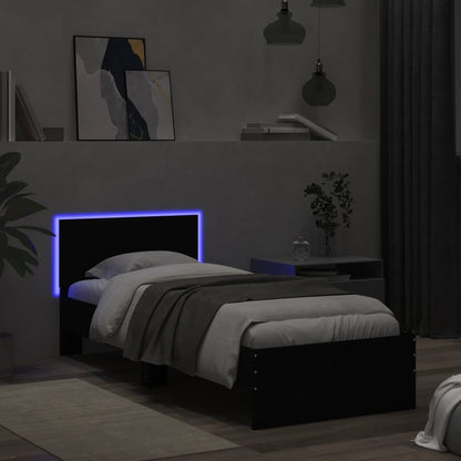 Rám Postele S Čelem A Led Osvětlením Černý 75 X 190 Cm