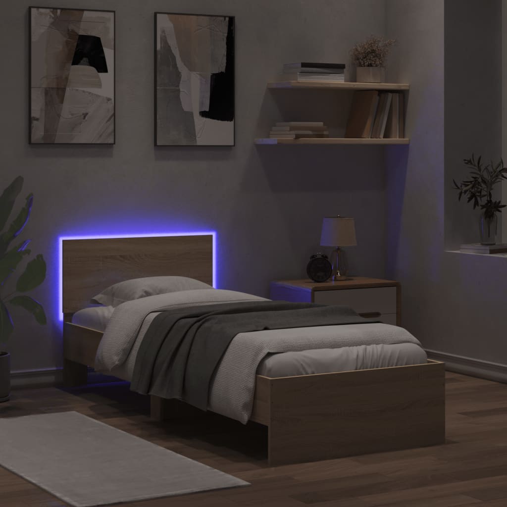 Rám Postele S Čelem A Led Osvětlením Dub Sonoma