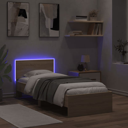 Rám Postele S Čelem A Led Osvětlením Dub Sonoma